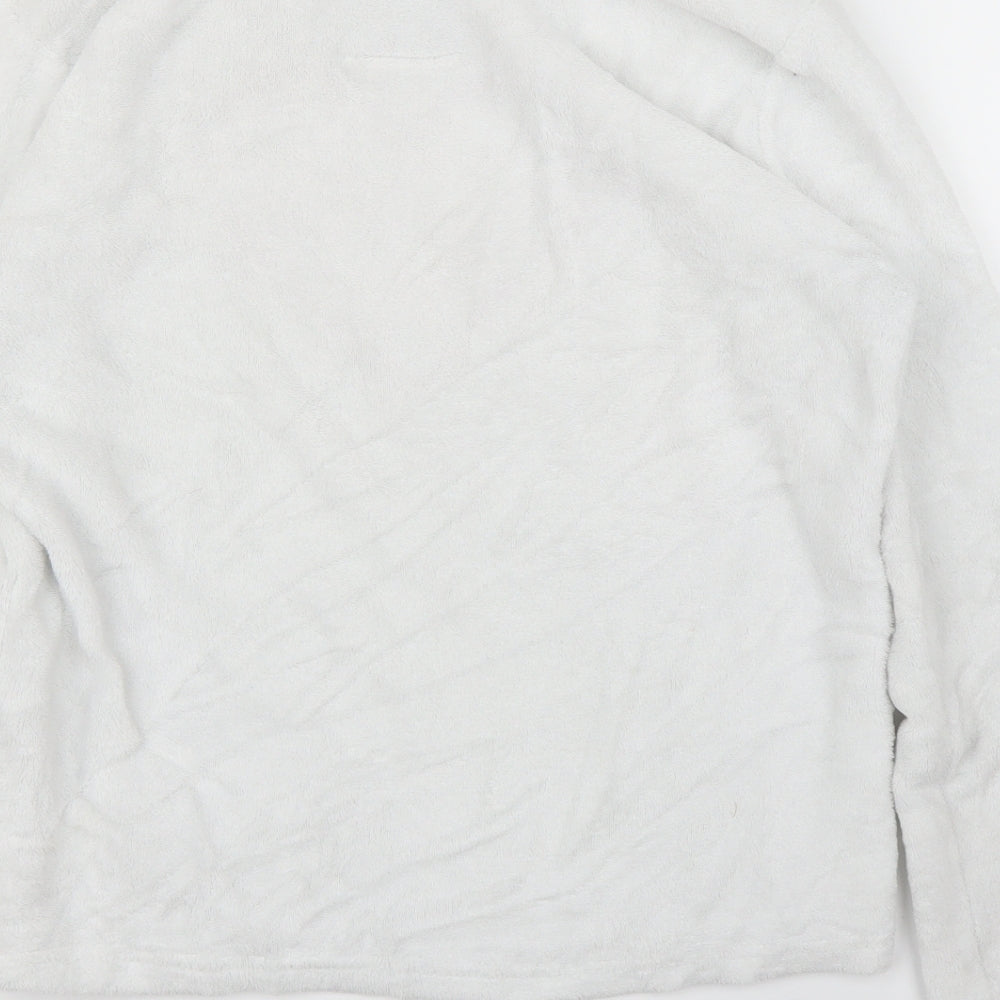 Matalan Womens White Fleece Top Pyjama Top Size M - Love Heart