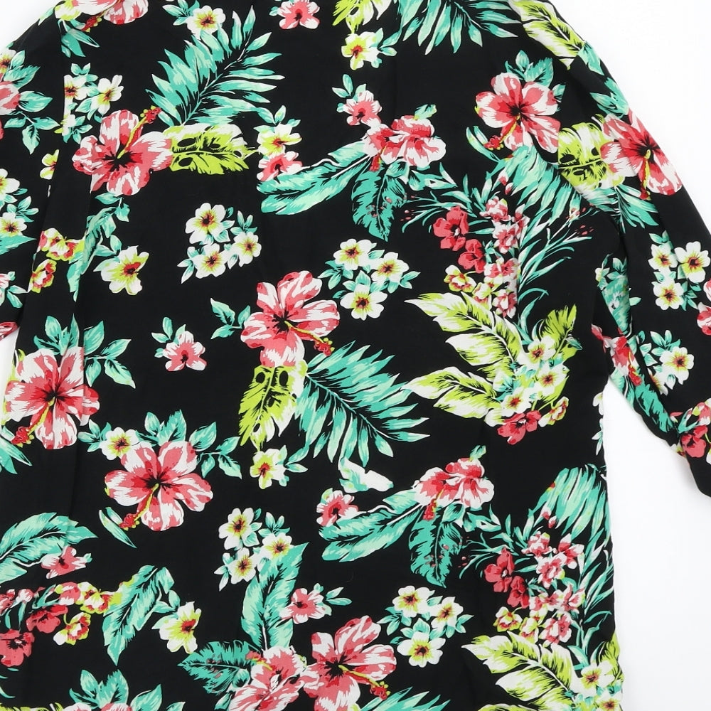 Select Womens Black Floral Cardigan Jumper Size 16