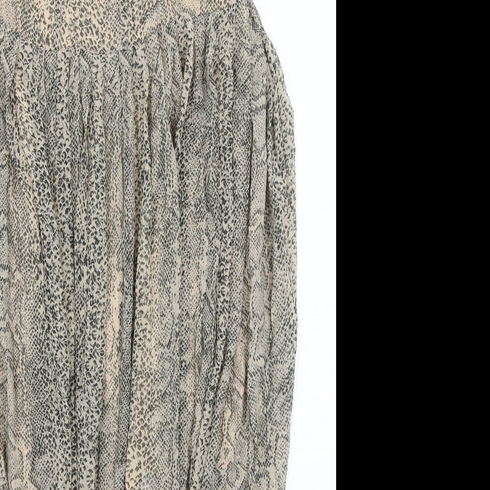 Oasis Womens Beige Animal Print A-Line Size 12