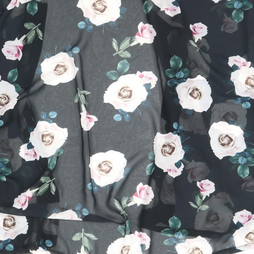 Boohoo Womens Black Floral Jacket Size 20