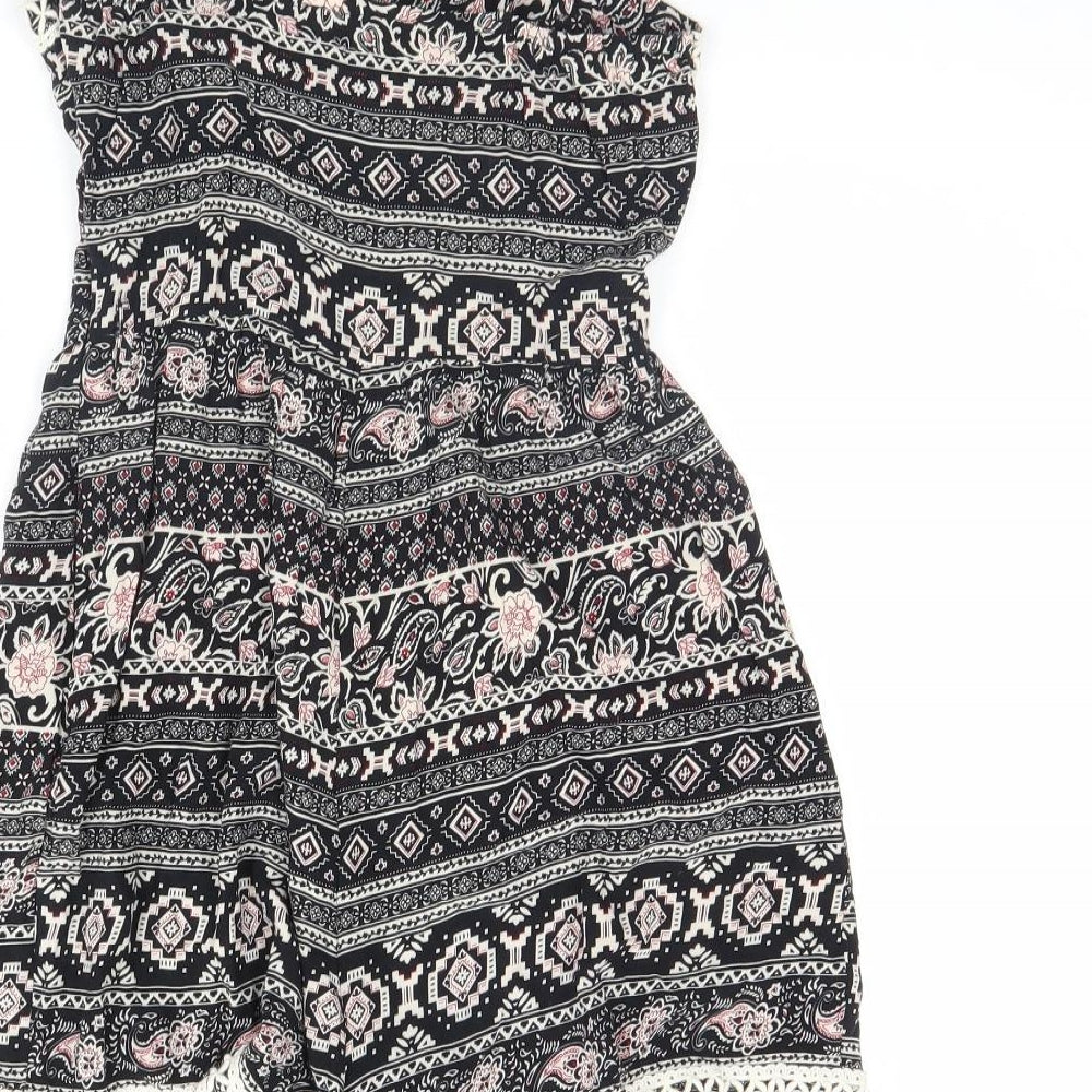 Parisian Collection Womens Black Striped Playsuit One-Piece Size 8 L3 in