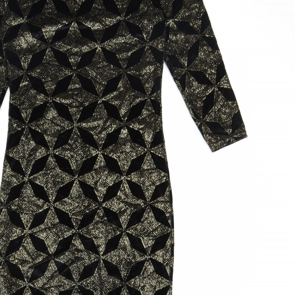 Topshop Womens Black Geometric Bodycon Size 10