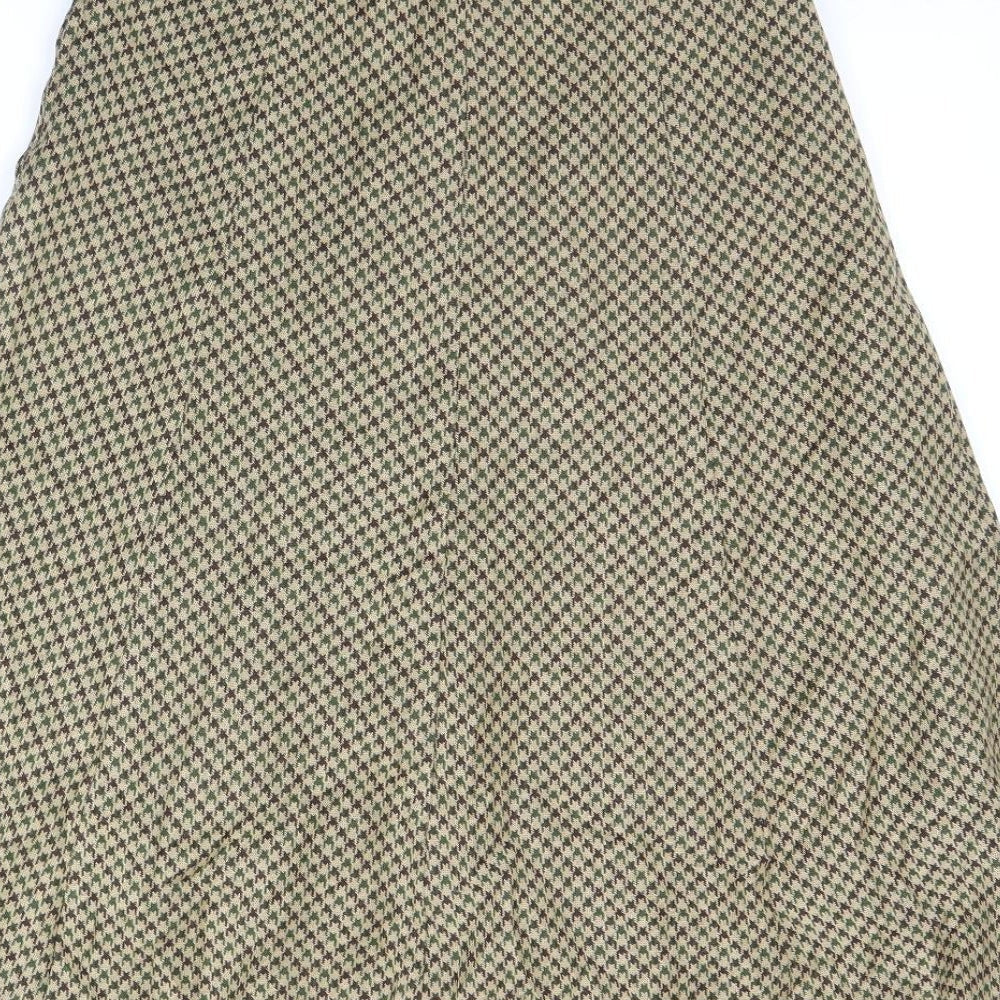 Preworn Womens Beige Herringbone Flare Skirt Size 30 in