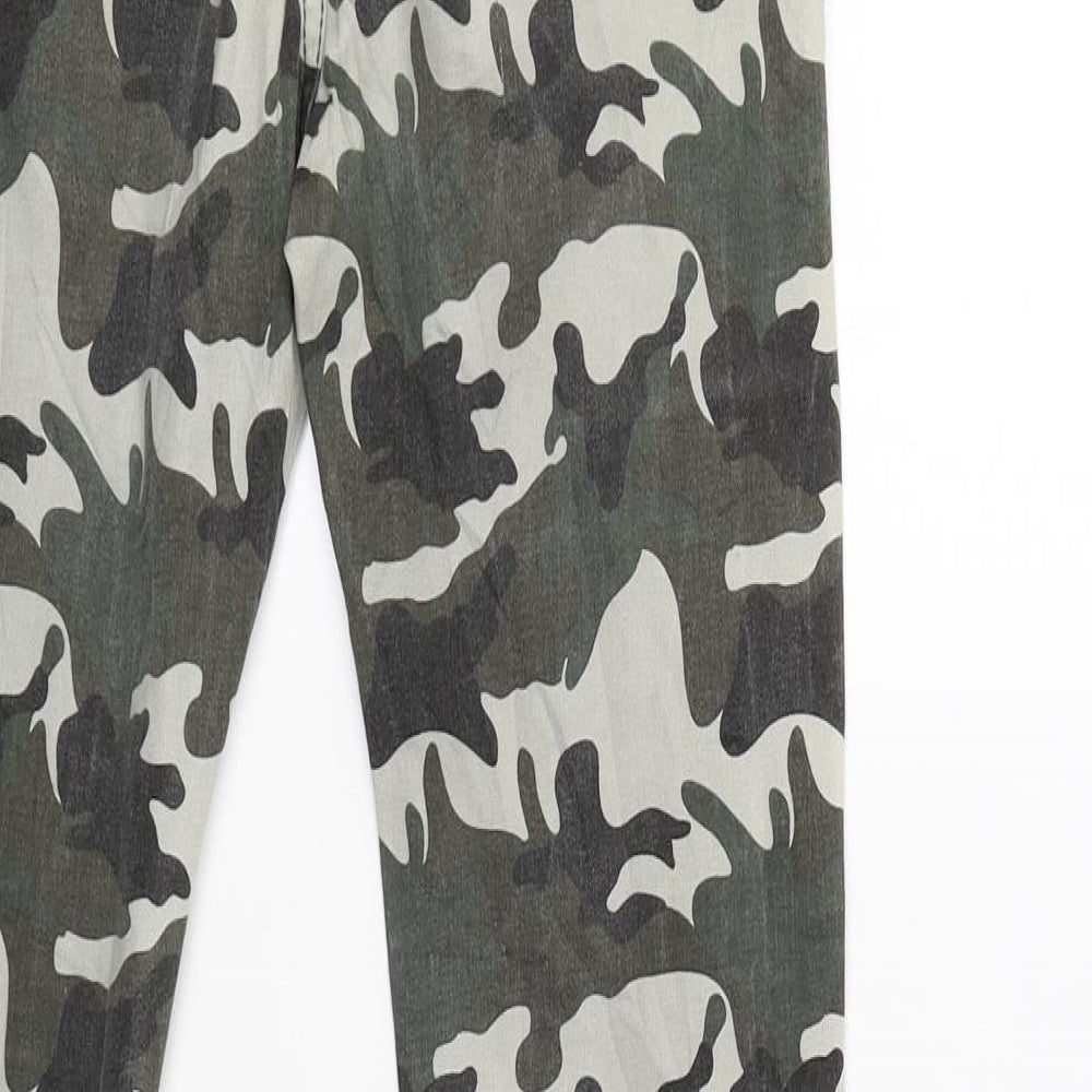 Dzire Womens Green Camouflage Capri Trousers Size XS L29 in