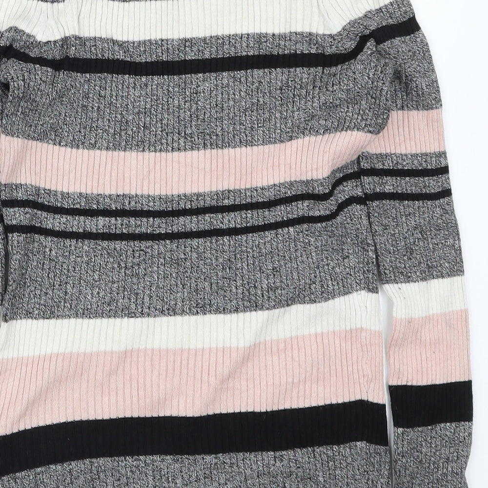 H&M Womens Pink Striped Knit Pullover Jumper Size S