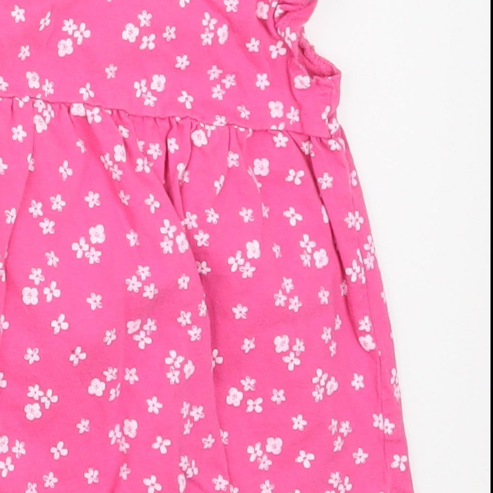 George Girls Pink Floral A-Line Size 6-9 Months