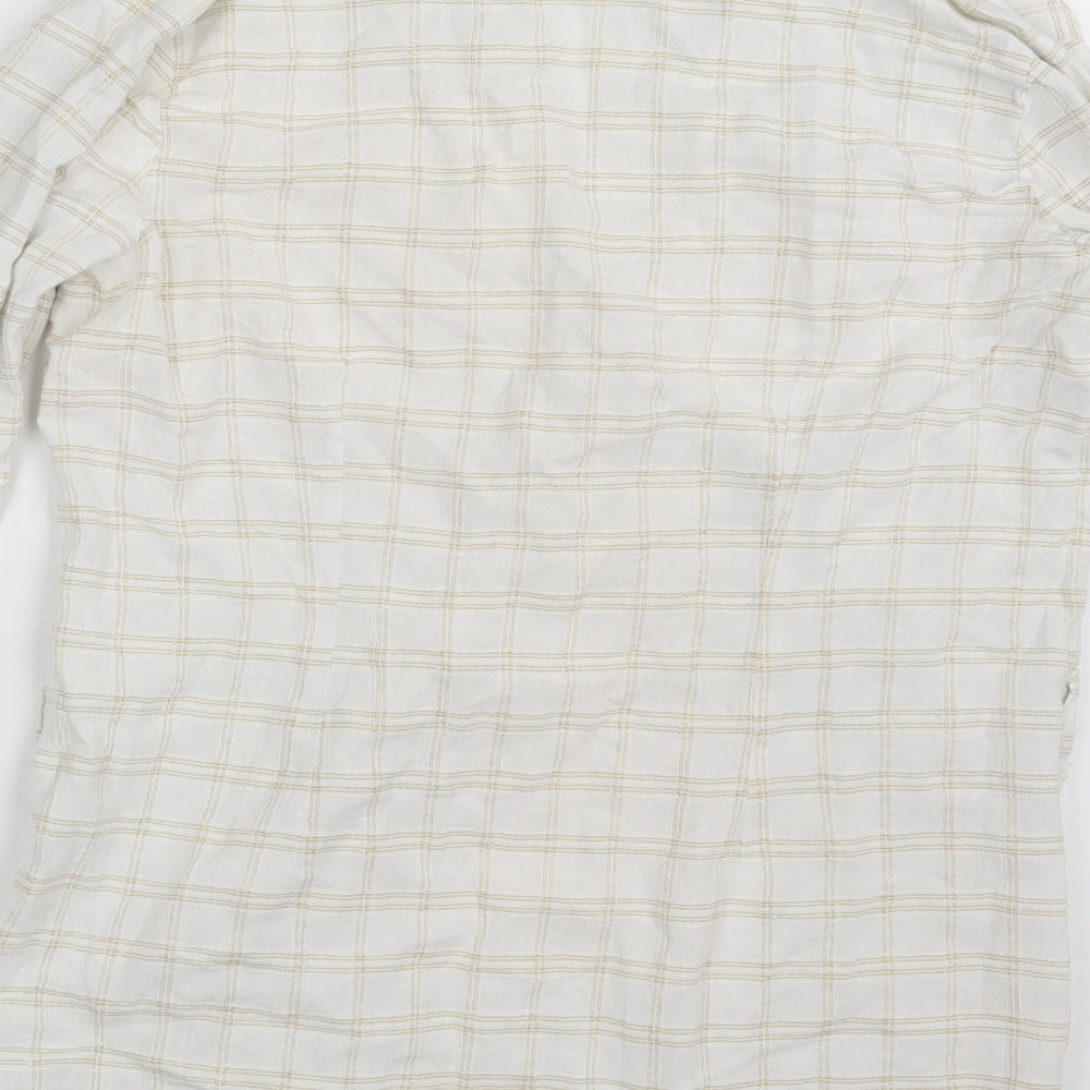 M&Co. Womens Ivory Check Basic Button-Up Size 16