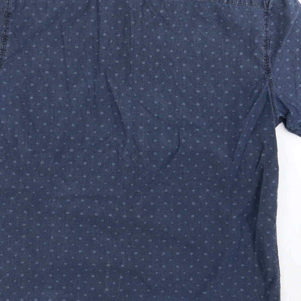 David Jones Mens Blue Polka Dot Button-Up Size M