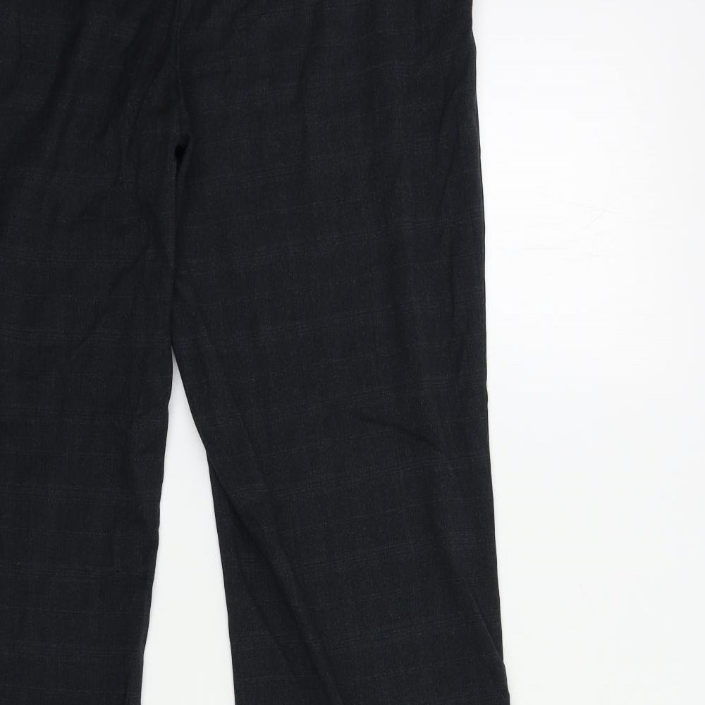 Papaya Womens Black Check Trousers Size 14 L30 in