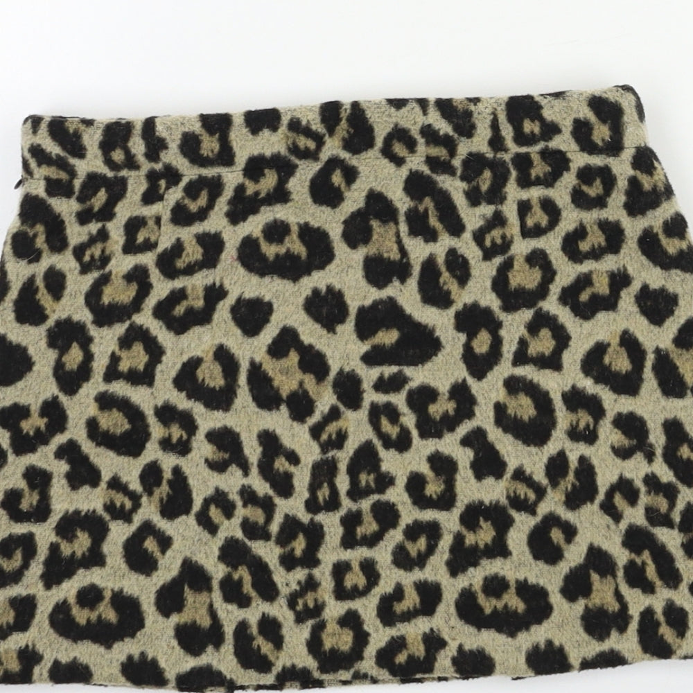 NEXT Girls Beige Animal Print Mini Skirt Size 7 Years