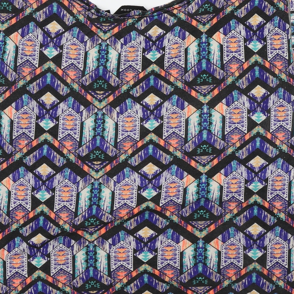 New Look Womens Multicoloured Geometric Basic T-Shirt Size 8