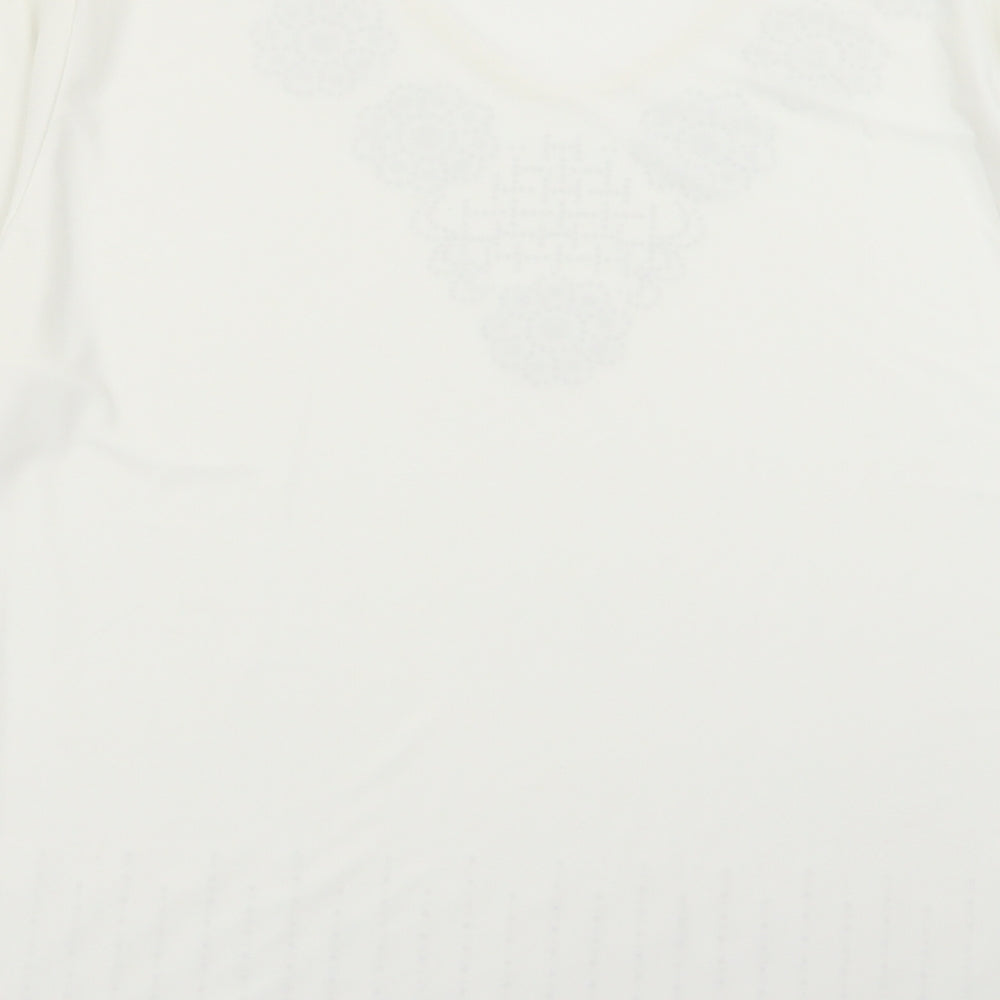 megs Womens White Geometric Basic Blouse Size XL