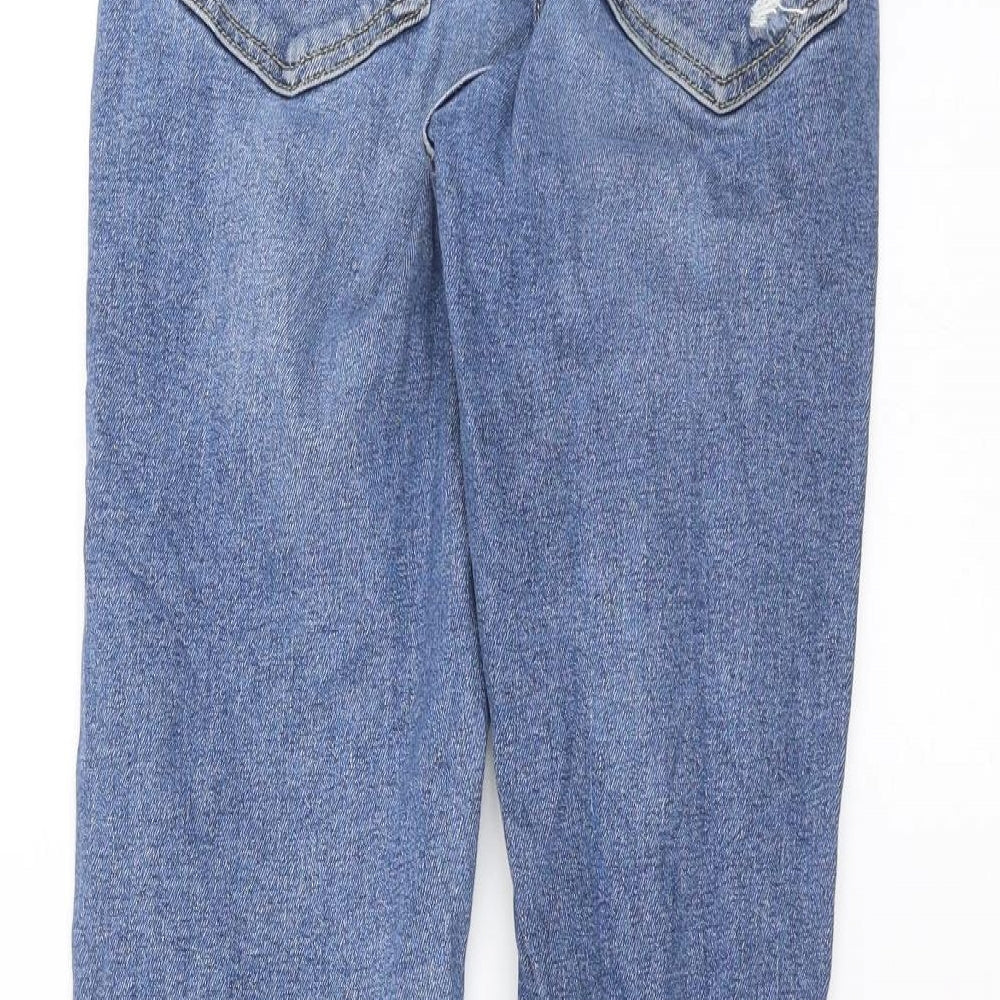 Topshop Womens Blue Denim Straight Jeans Size 28 in L28 in - Distressed