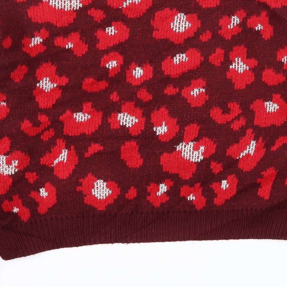 Primark Womens Red Animal Print Pullover Jumper Size S