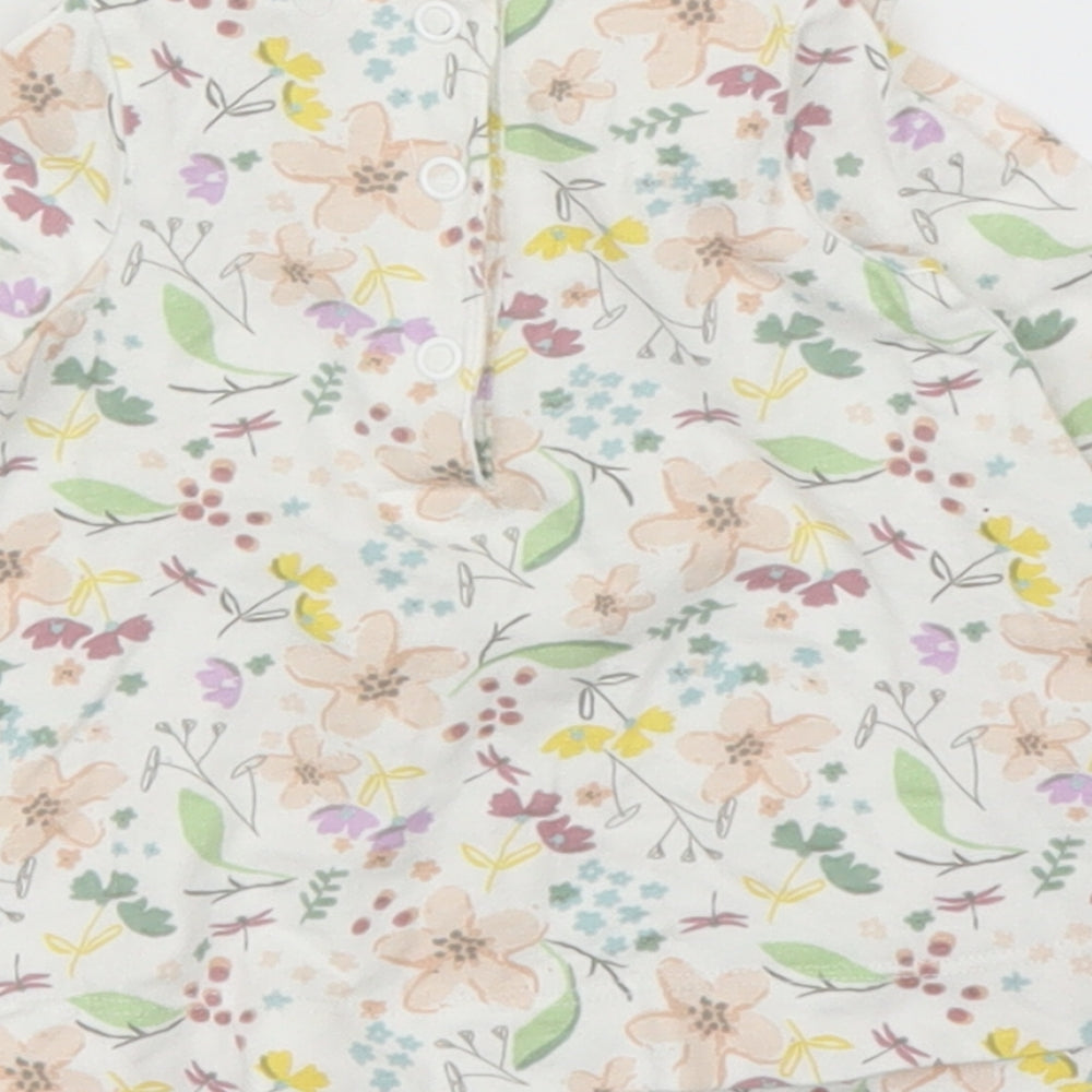 Mini Club Girls Beige Floral Basic Blouse Size 0-3 Months