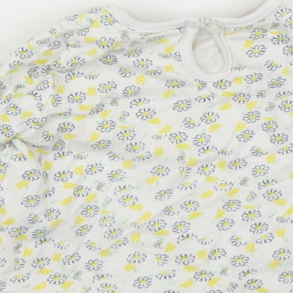 M&Co Girls White Floral Basic Blouse Size 0-3 Months