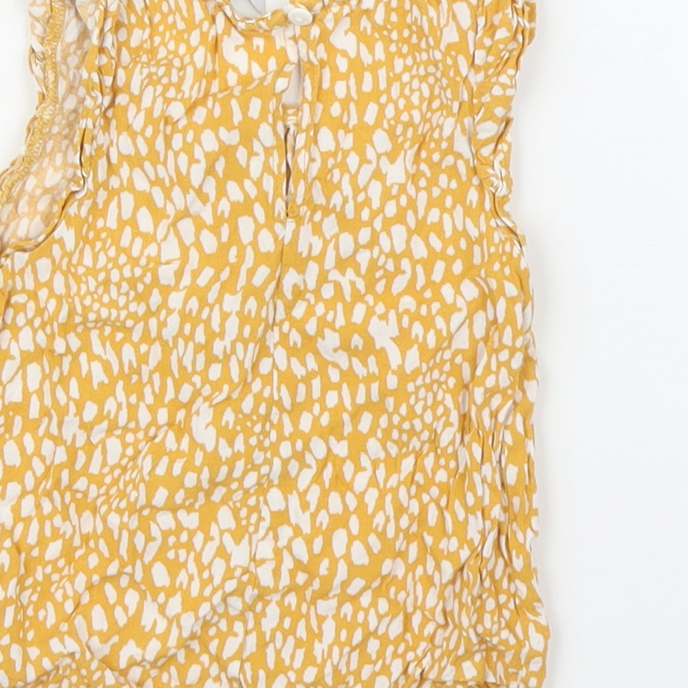 Primark Girls Yellow Animal Print Basic Blouse Size 3-4 Years