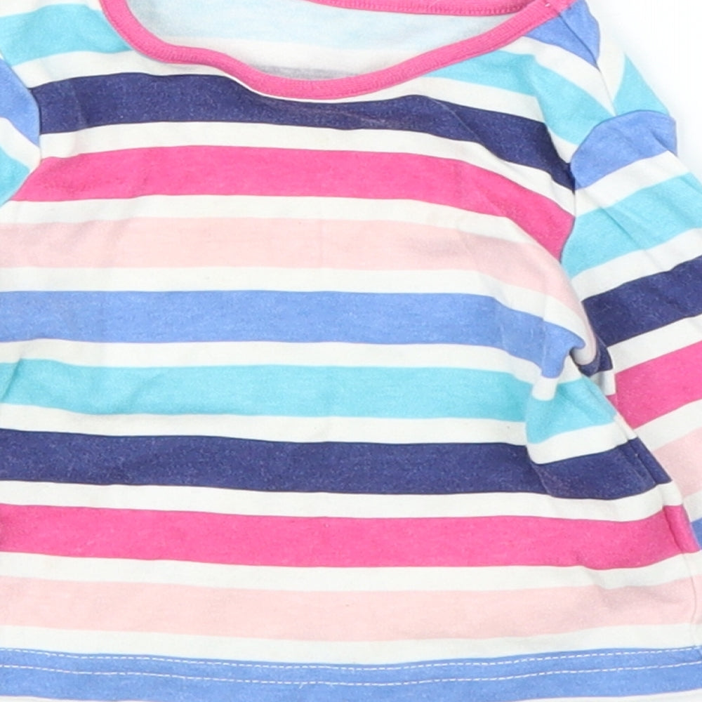 George Girls Pink Striped Basic T-Shirt Size 0-3 Months
