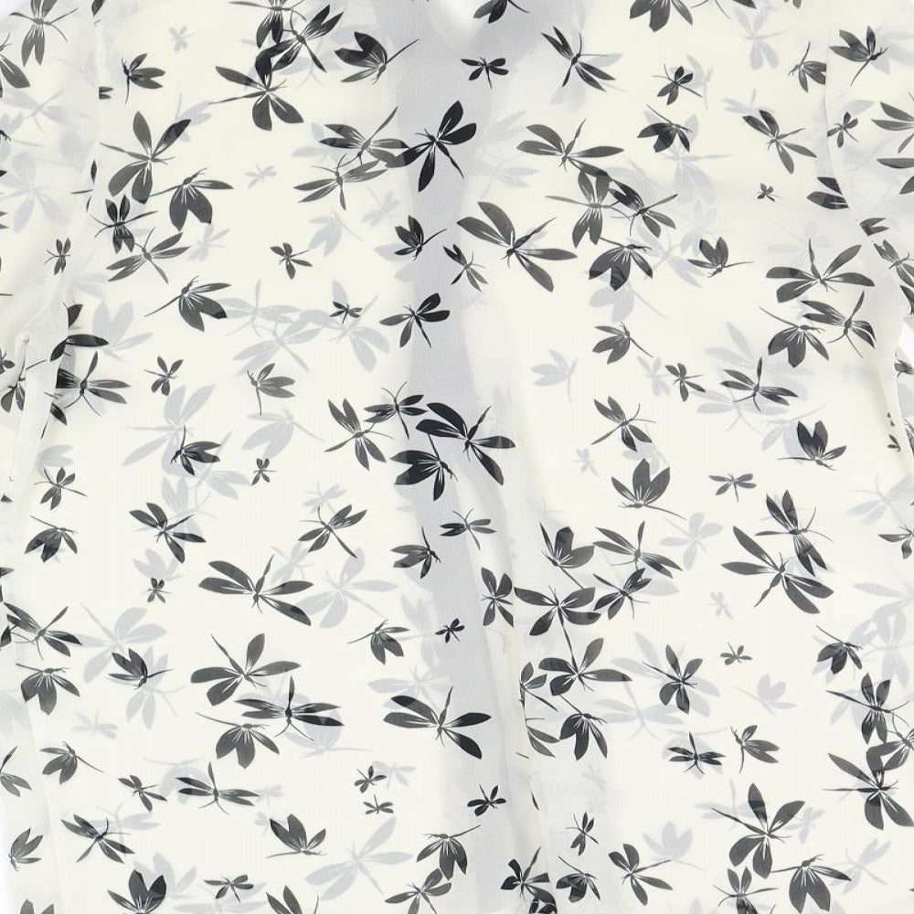 Atmosphere Womens White Floral Basic Button-Up Size 10