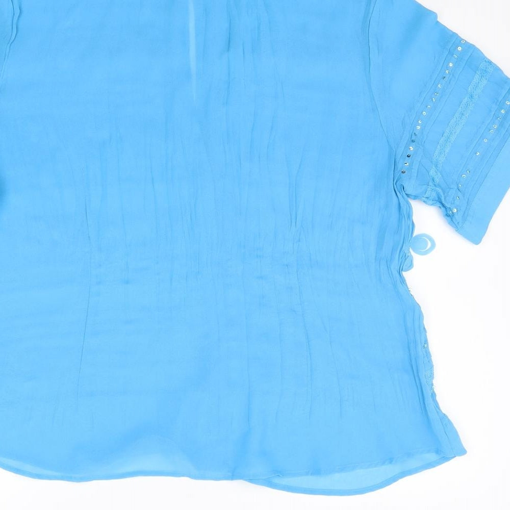 antonino philosophy Womens Blue Basic Button-Up Size 18 - SEQUIN