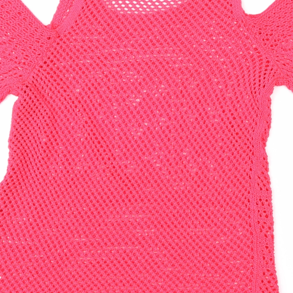 Papaya Womens Pink Crochet Pullover Jumper Size 10