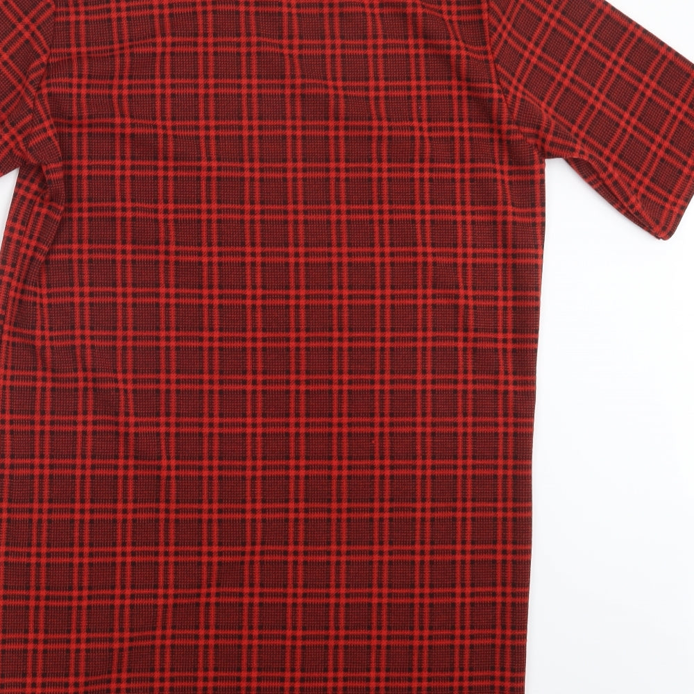 Missguided Womens Red Check T-Shirt Dress Size 10