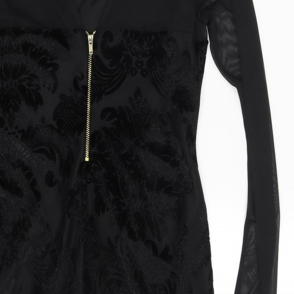 INTERNACIONALE Womens Black Paisley Fit & Flare Size 12