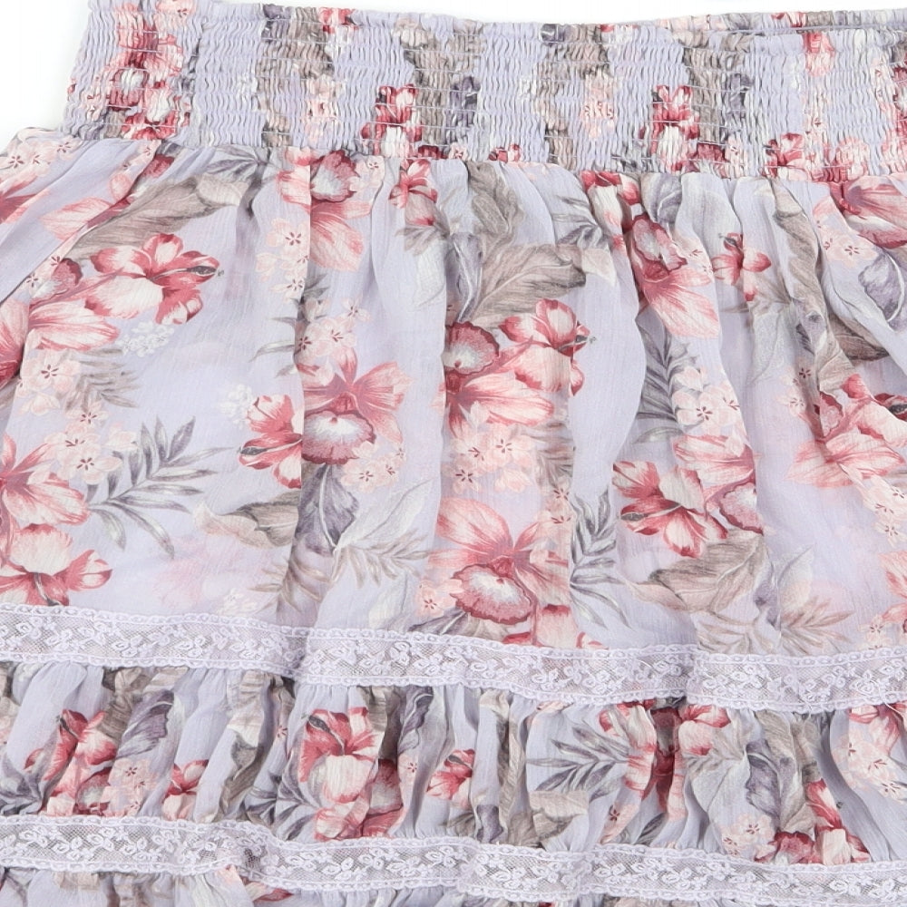 New Look Womens Purple Floral Basic Blouse Size 8