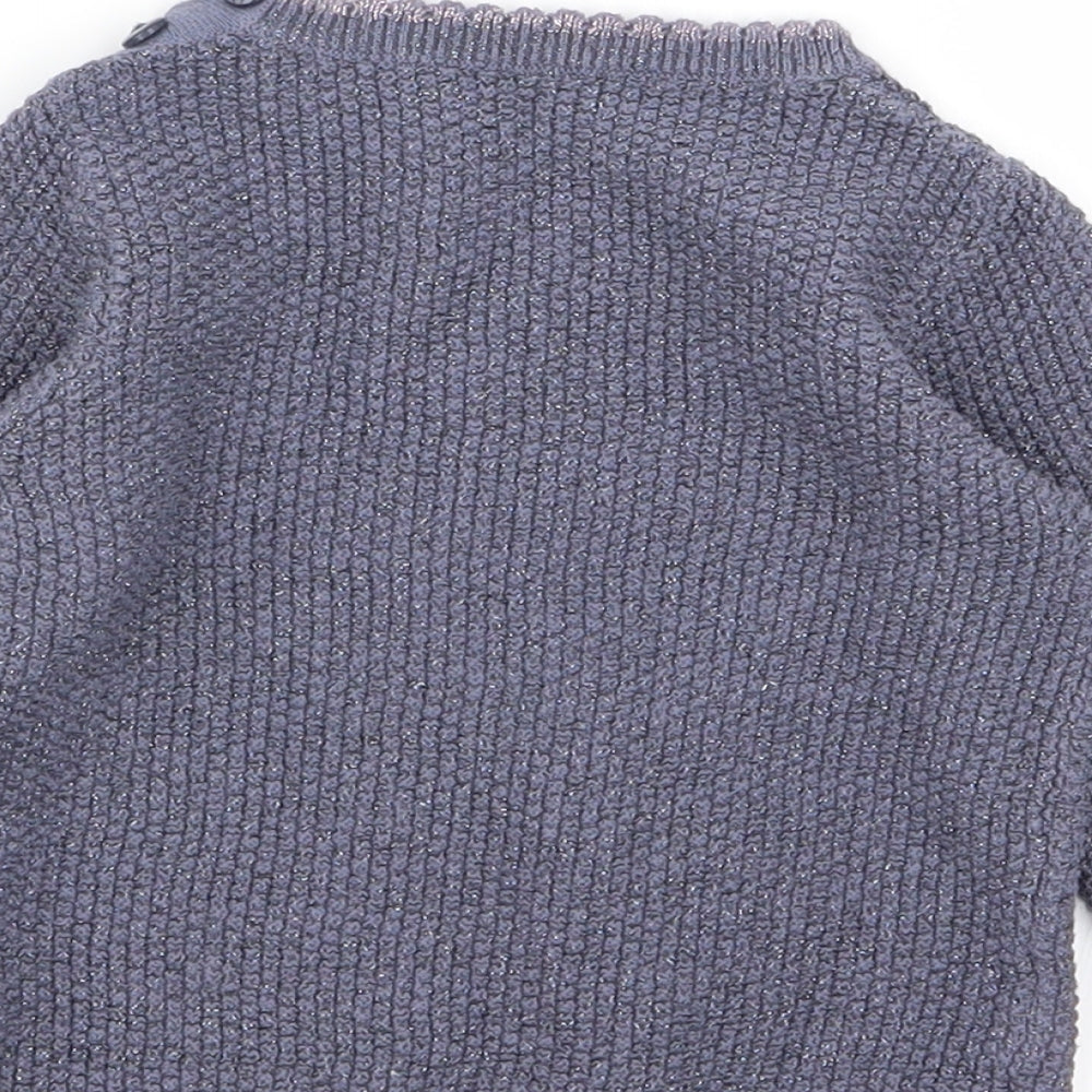 Asda George Girls Blue Animal Print Pullover Jumper Size 3-6 Months