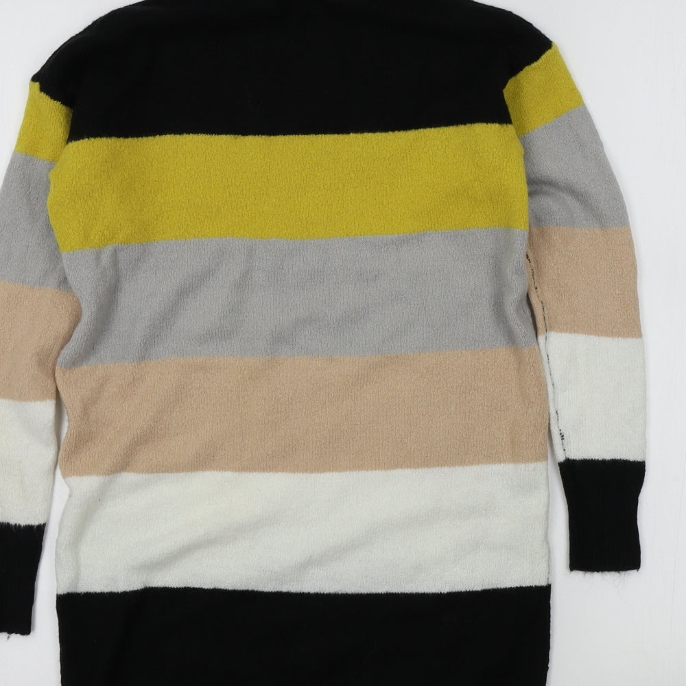 Select Womens Black Striped Pullover Jumper Size 8