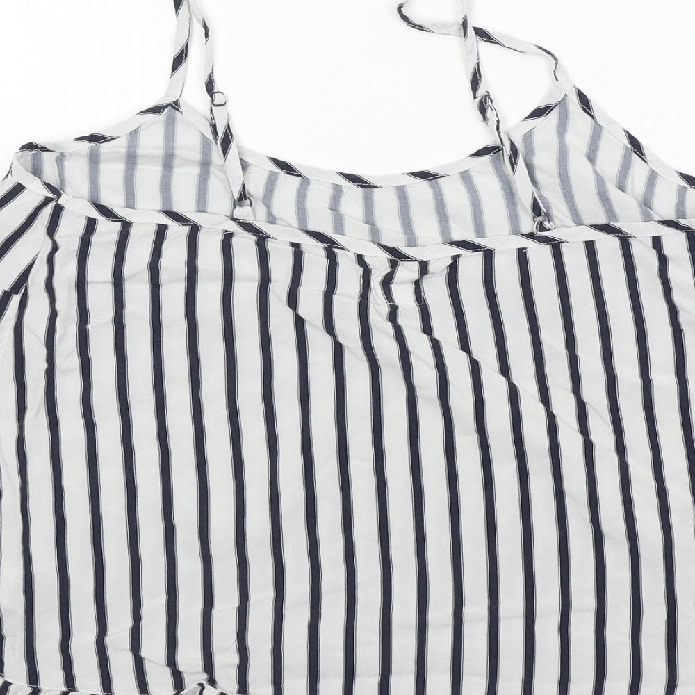 Time To Dream Womens White Striped Basic T-Shirt Size 12