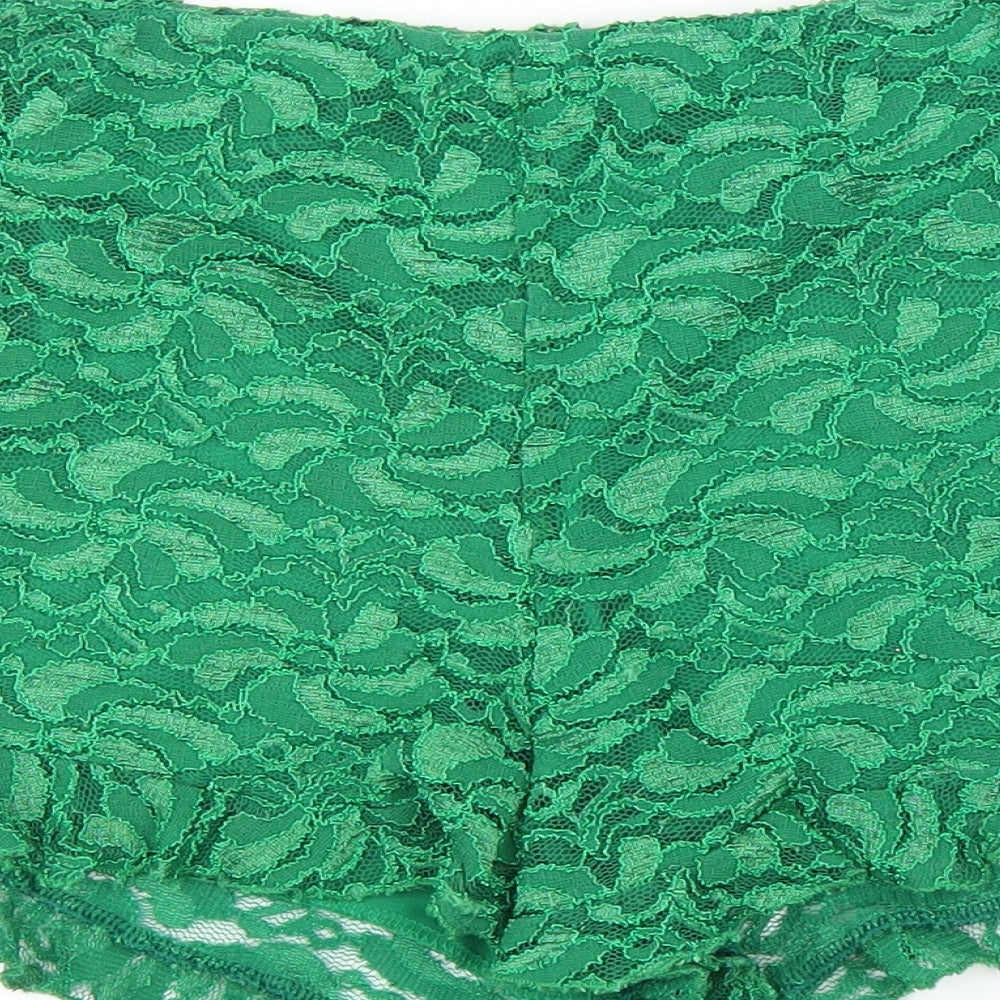 Preworn Womens Green Floral Cut-Off Shorts Size 6