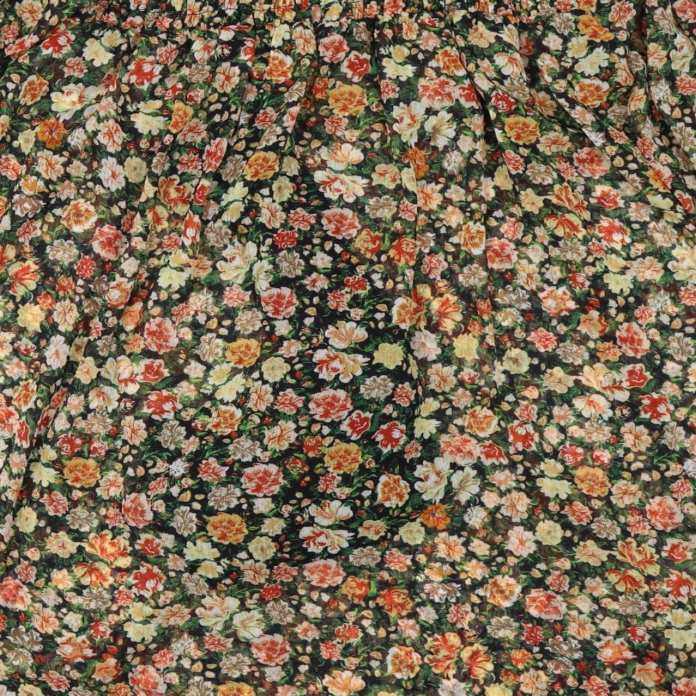 Nutmeg Womens Black Floral Shift Size 12
