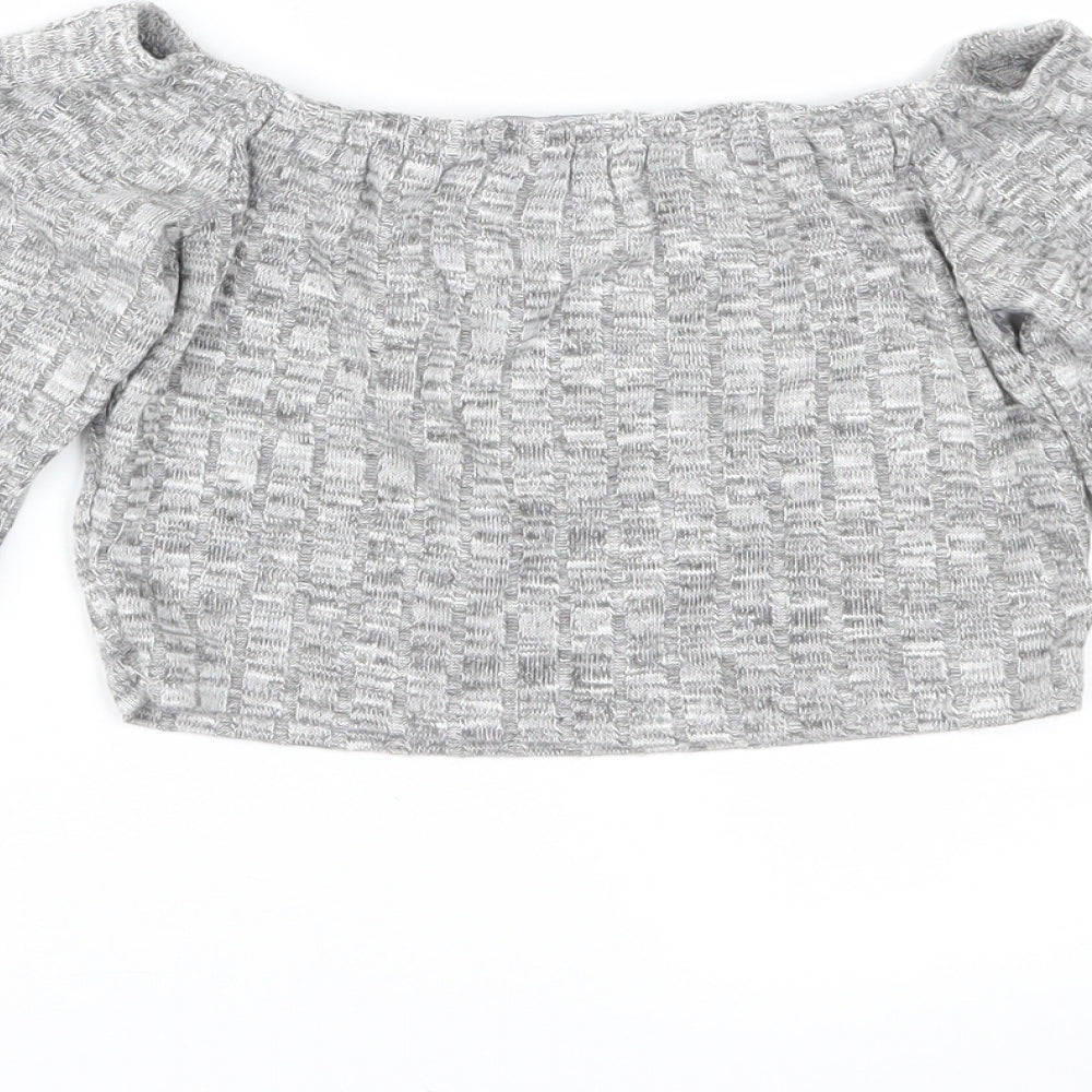 PRETTYLITTLETHING Womens Grey Basic T-Shirt Size S