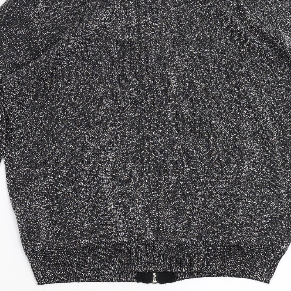 Primark Womens Black Knit Full Zip Jumper Size 8