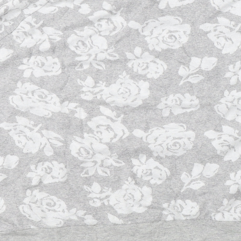 Bethany Mota Womens Grey Floral Pullover Jumper Size M