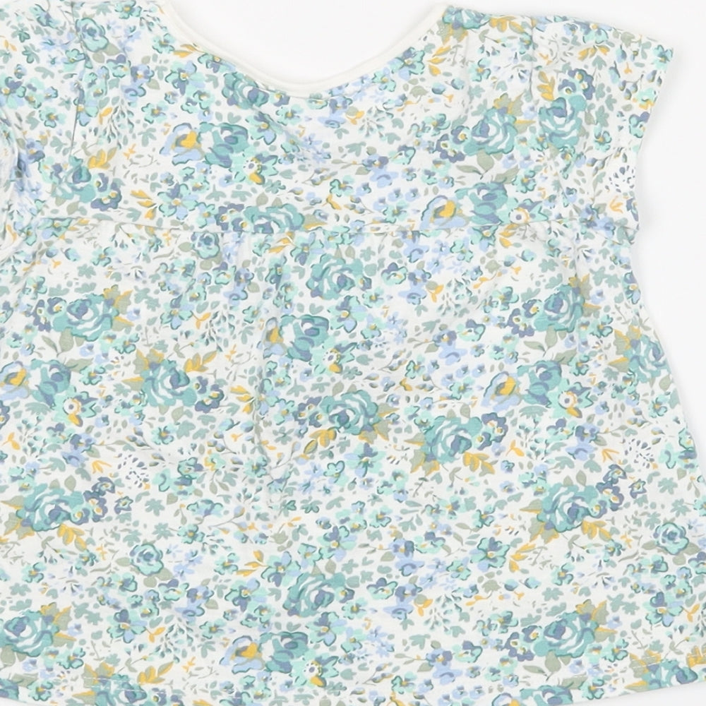 NEXT Girls Green Floral Basic Blouse Size 9-12 Months