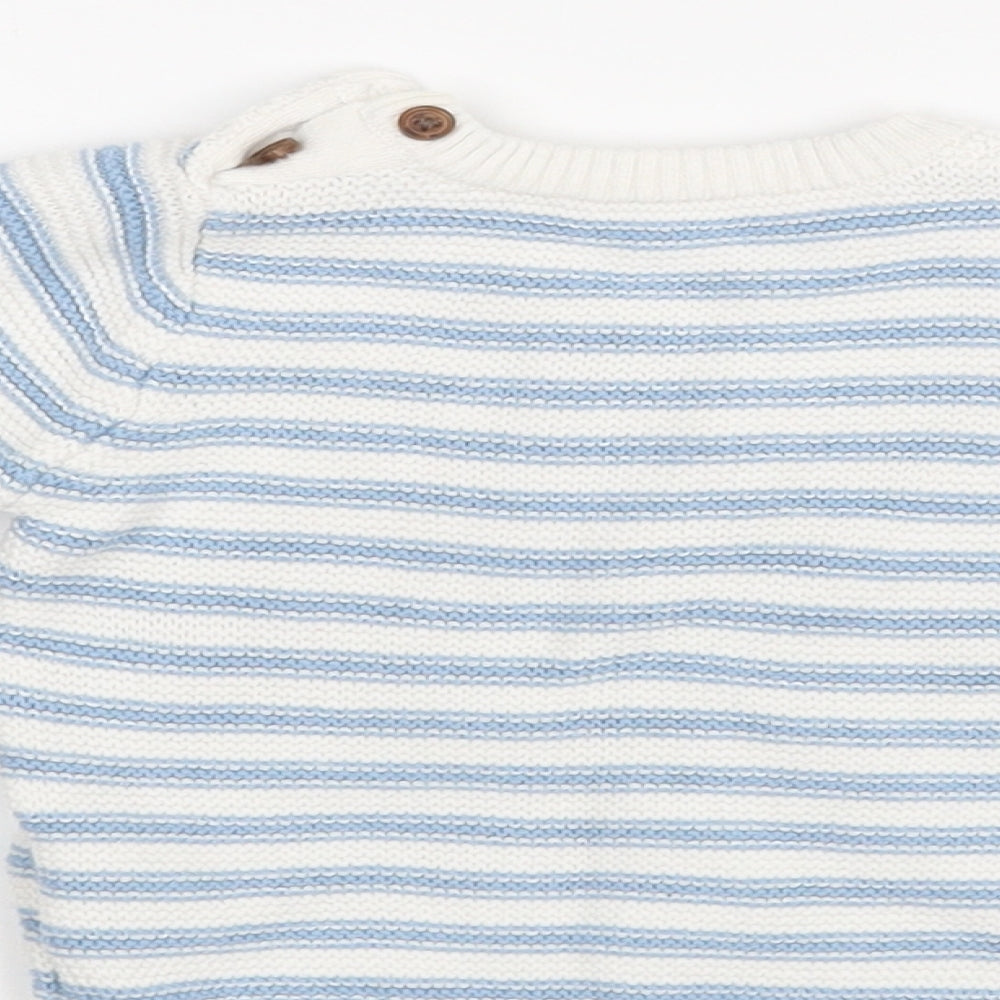 M&S Baby White Striped Pullover Jumper Size 3-6 Months