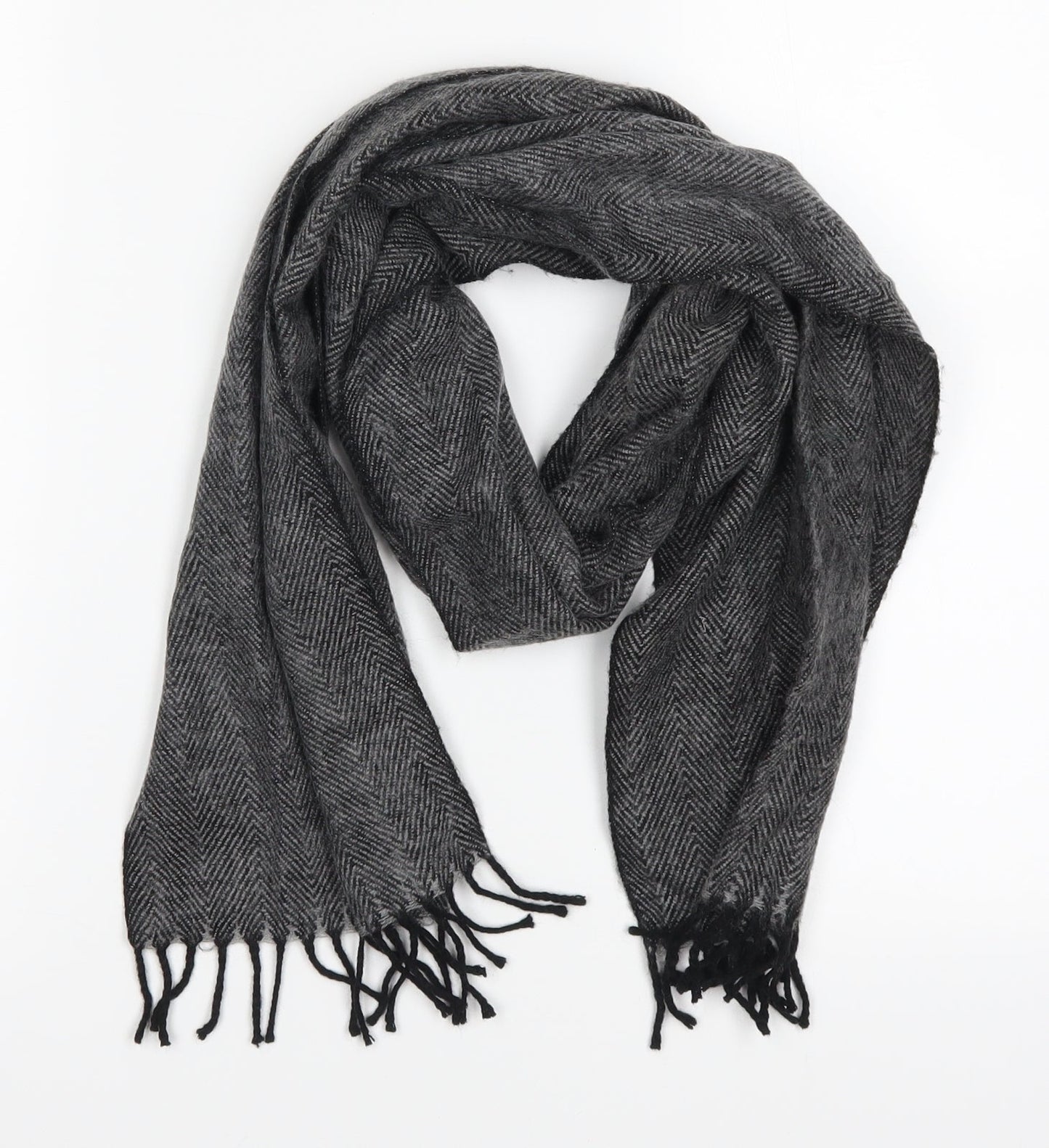 Preworn Womens Grey Herringbone Scarf