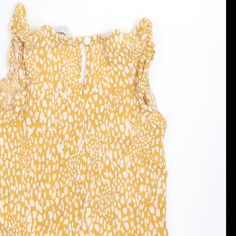 Primark Girls Yellow Geometric Basic T-Shirt Size 2-3 Years