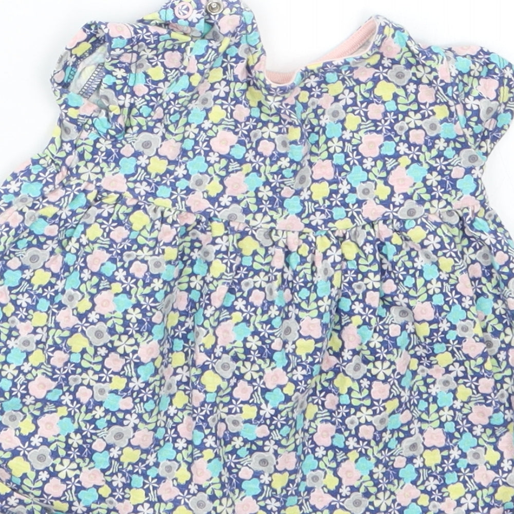 F&F Girls Blue Fair Isle Basic T-Shirt Size 3-6 Months