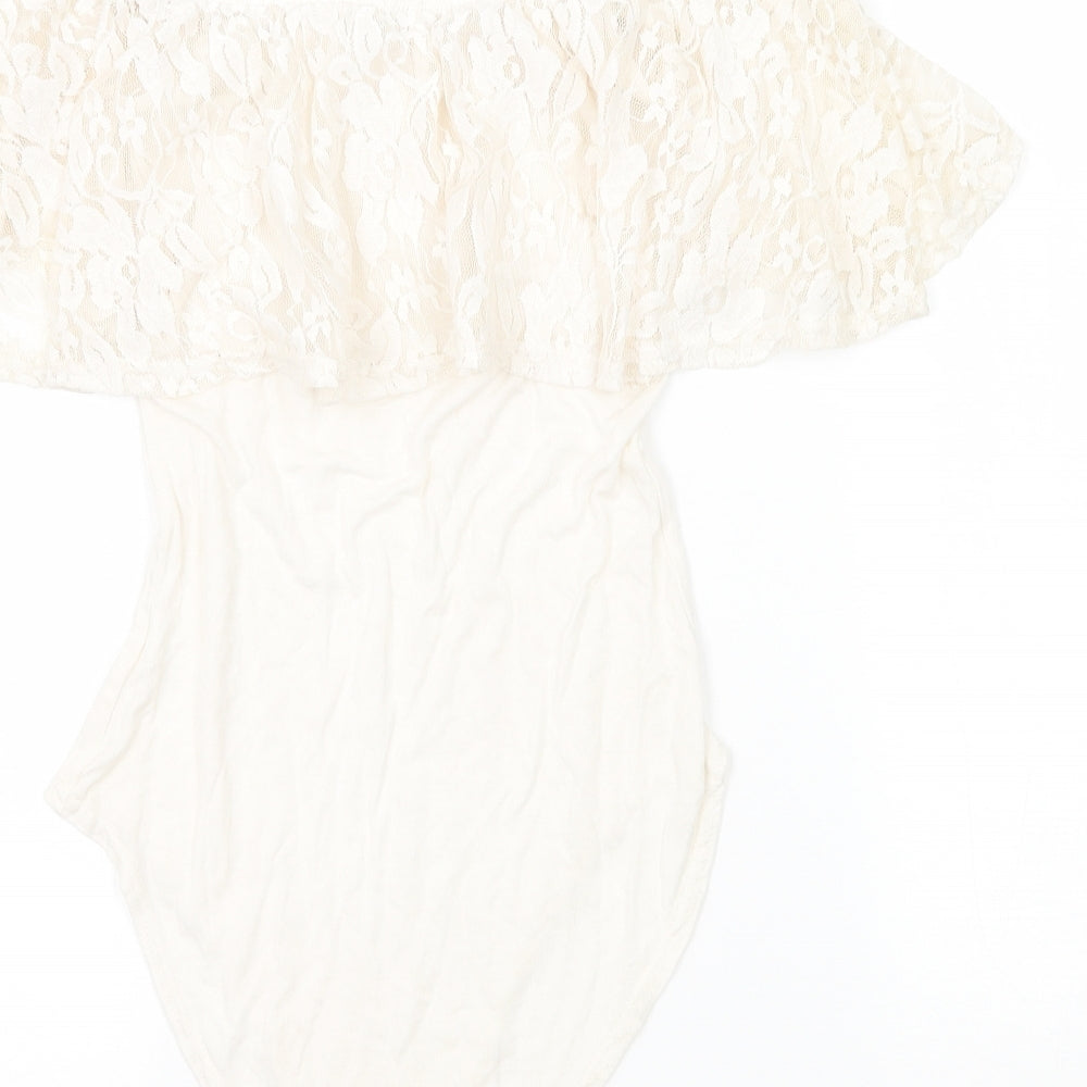 Preworn Womens Ivory Jersey Bodysuit One-Piece Size 6