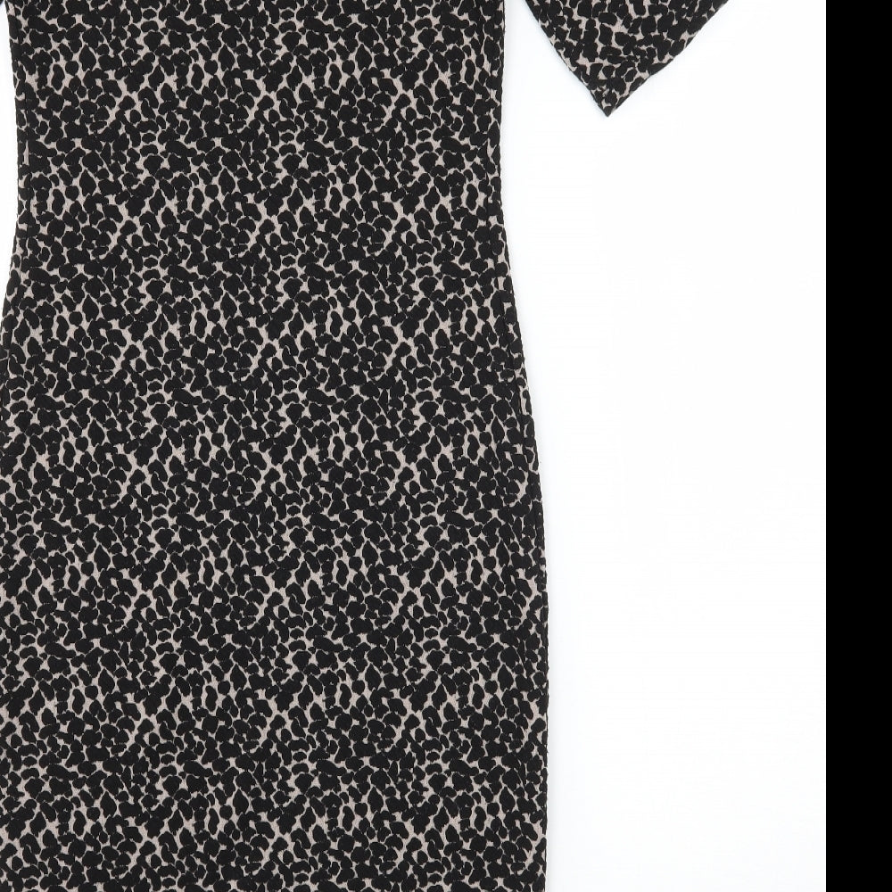 Dorothy Perkins Womens Black Animal Print Jacquard Pencil Dress Size 6
