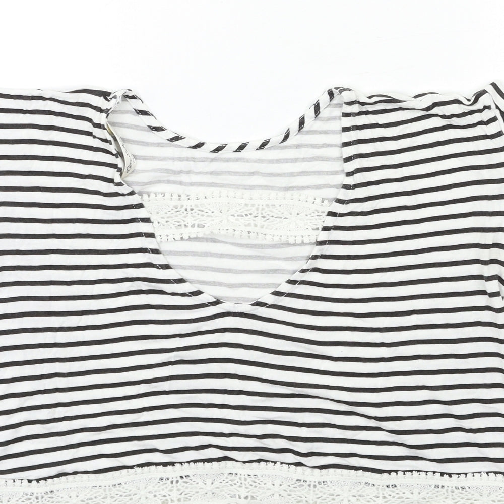 Miss Selfridge Womens Blue Striped Basic T-Shirt Size 6