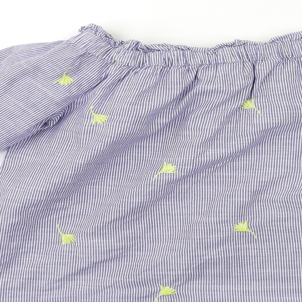 F&F Womens Blue Striped Basic Blouse Size 8