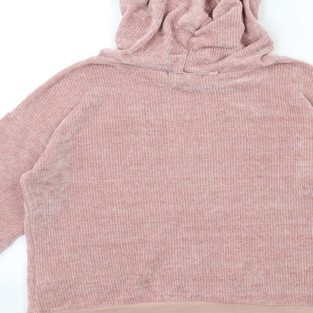 New Look Womens Pink Knit Pullover Hoodie Size S