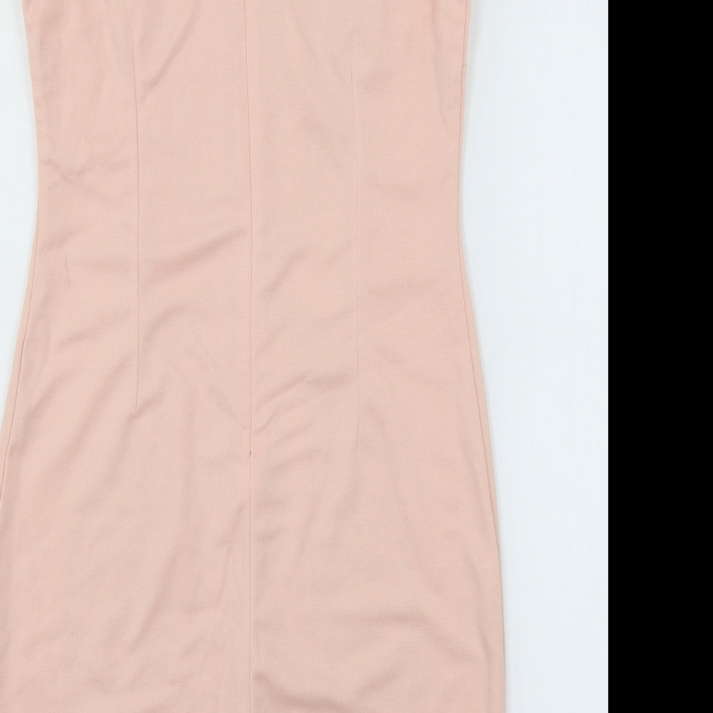 Layers Womens Pink Geometric Jersey Bodycon Size S