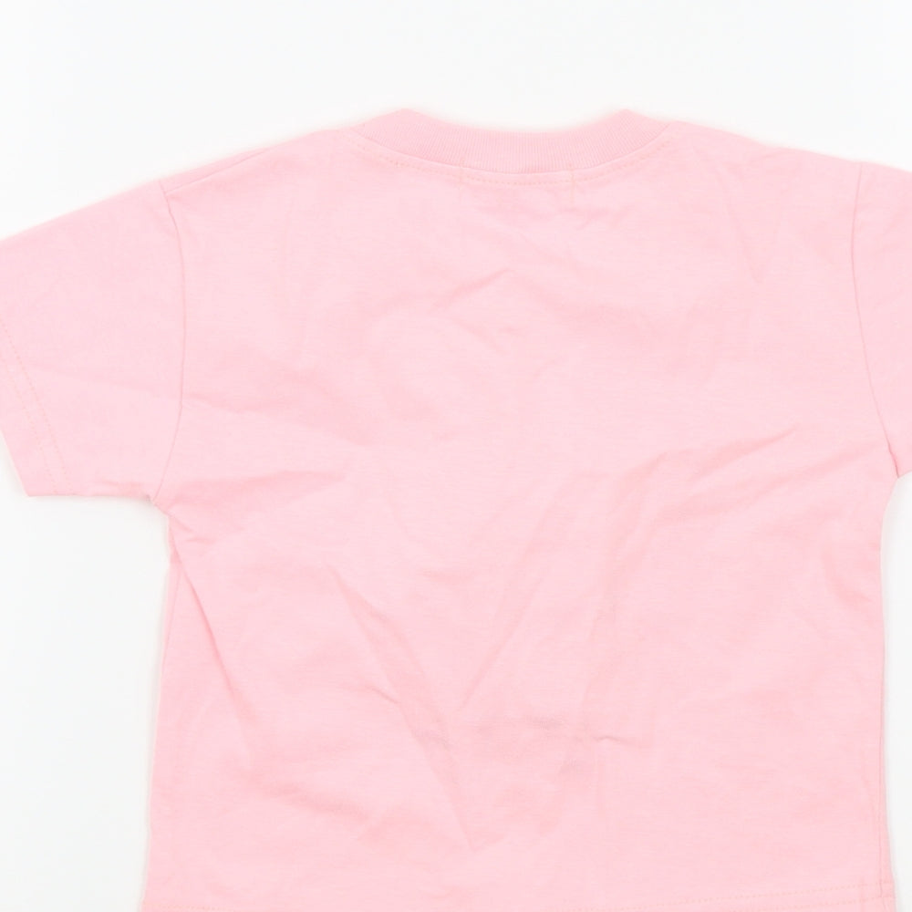 arabikka Girls Pink Colourblock Basic T-Shirt Size 18-24 Months