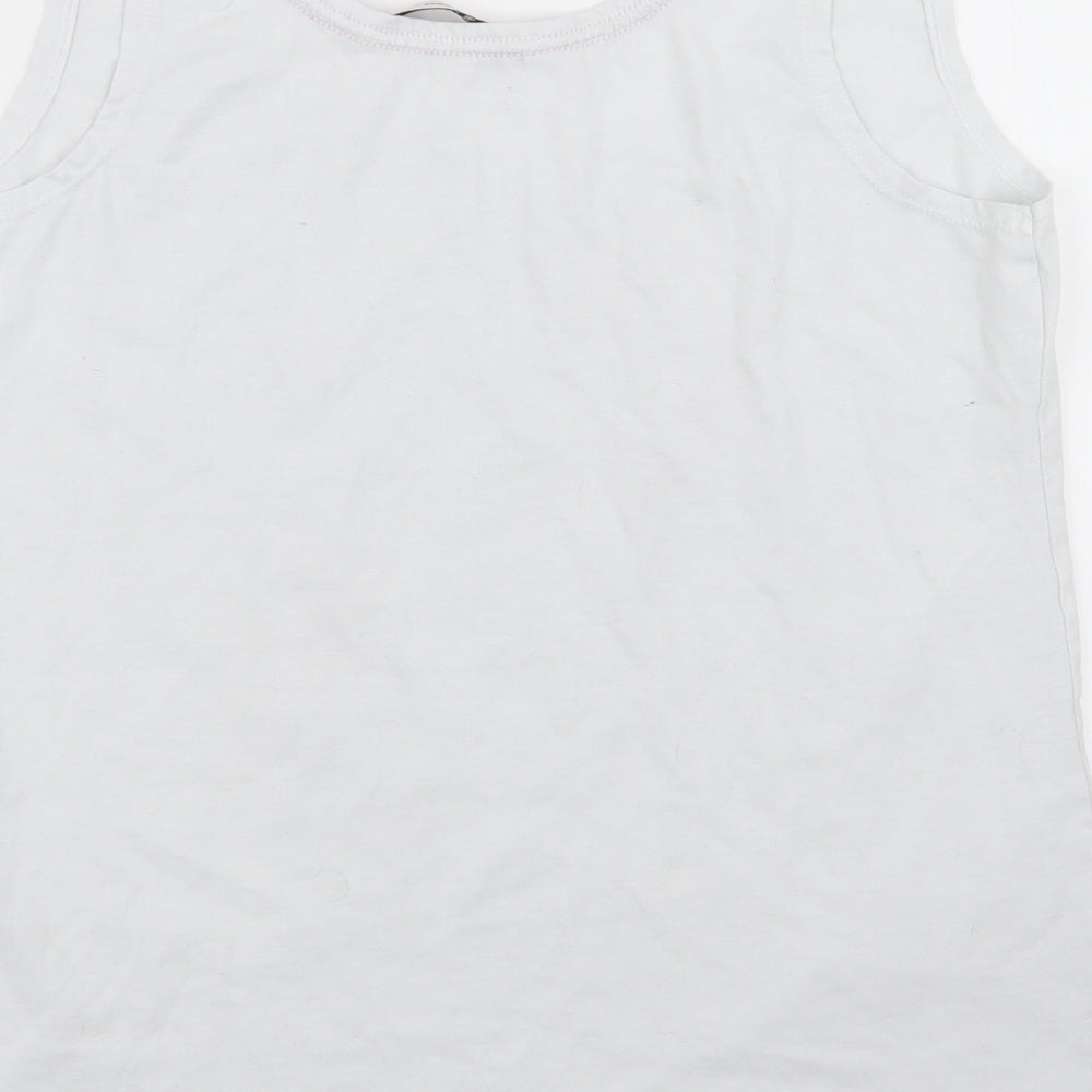 TU Womens White Floral Basic Tank Size 8