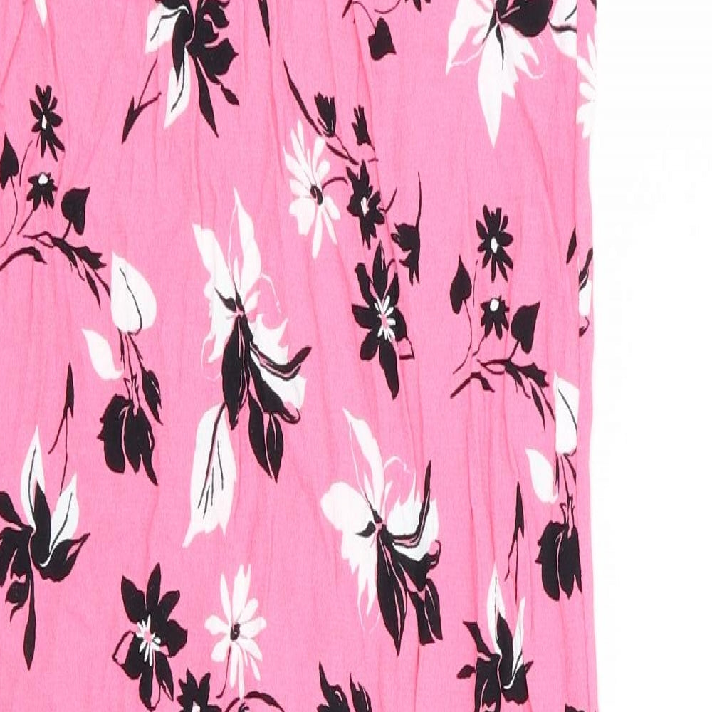 Marks & Spencer Womens Pink Floral A-Line Size 10